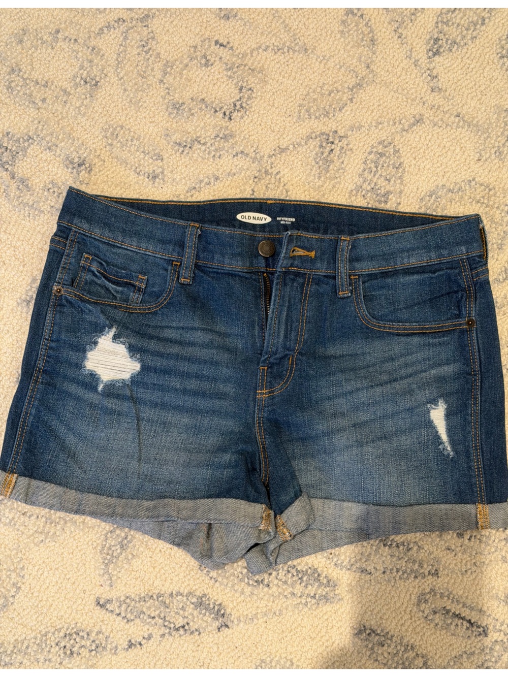 Old Navy Boyfriend Jean shorts Dark Blue Denim Jeans Mid-rise